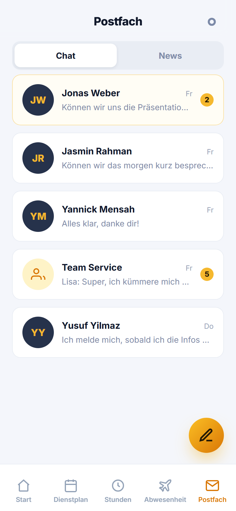 SHIFTDECK App — Postfach